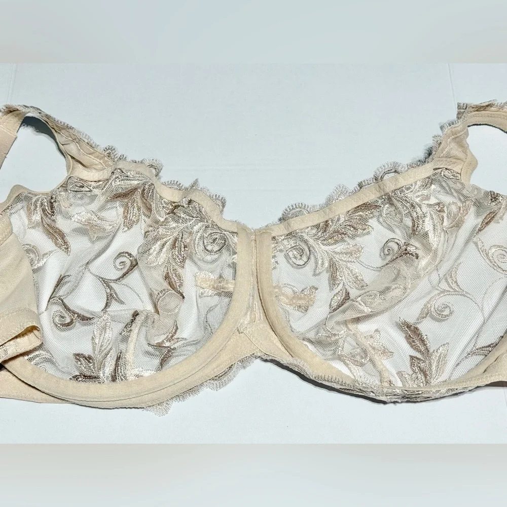 Soma sensuous unlined Lace Embroidered underwire Bra - Soft Cream size 34G EUC - Picture 4 of 8